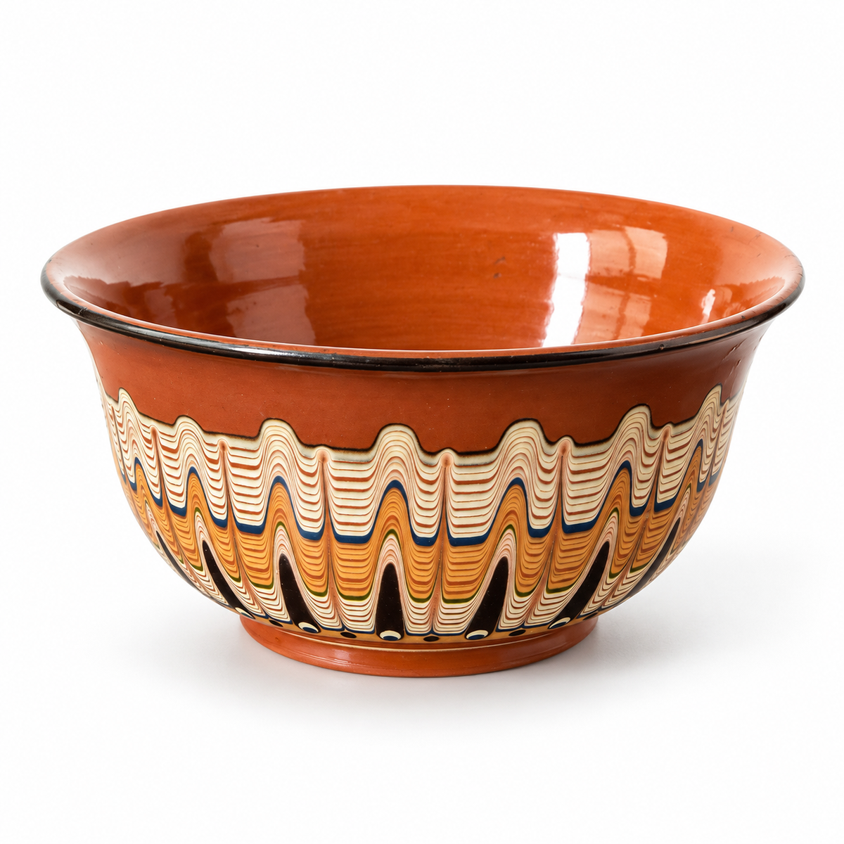 Large Traditional Bulgarian Troyan Ceramic Bowl