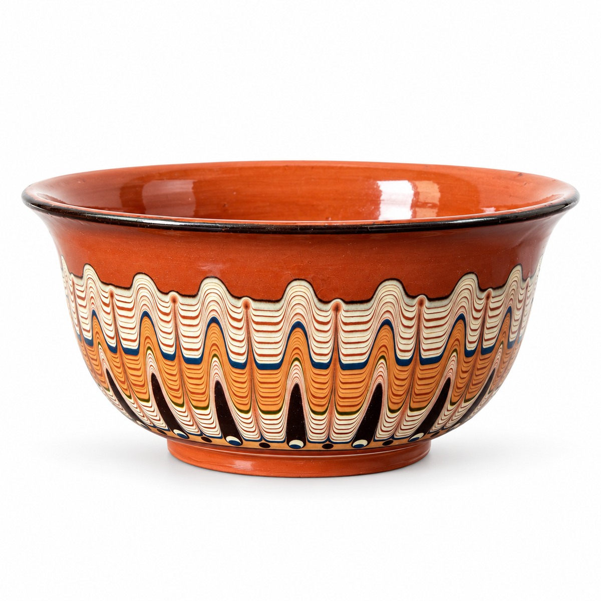 Large Traditional Bulgarian Troyan Ceramic Bowl