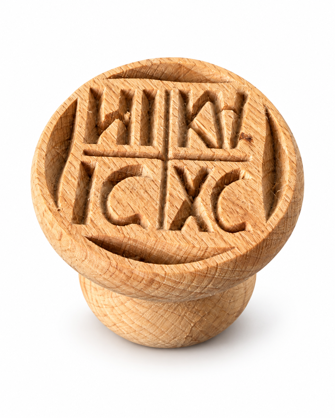 Hand-Carved Wooden Serbian Orthodox Prosphora Kolac Bread Stamp