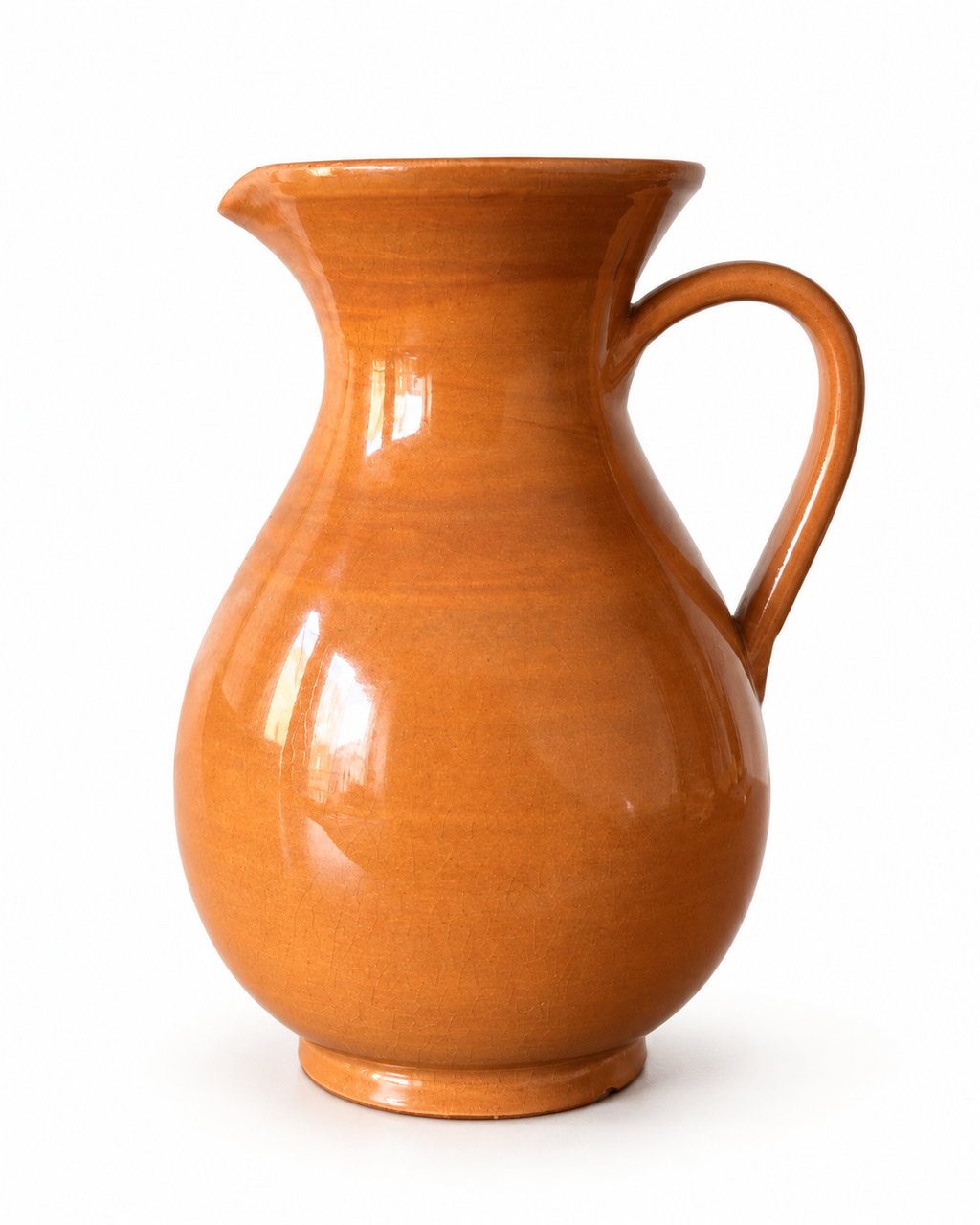 Rustic Glazed Terracotta Pitcher And Set Of Four Beakers