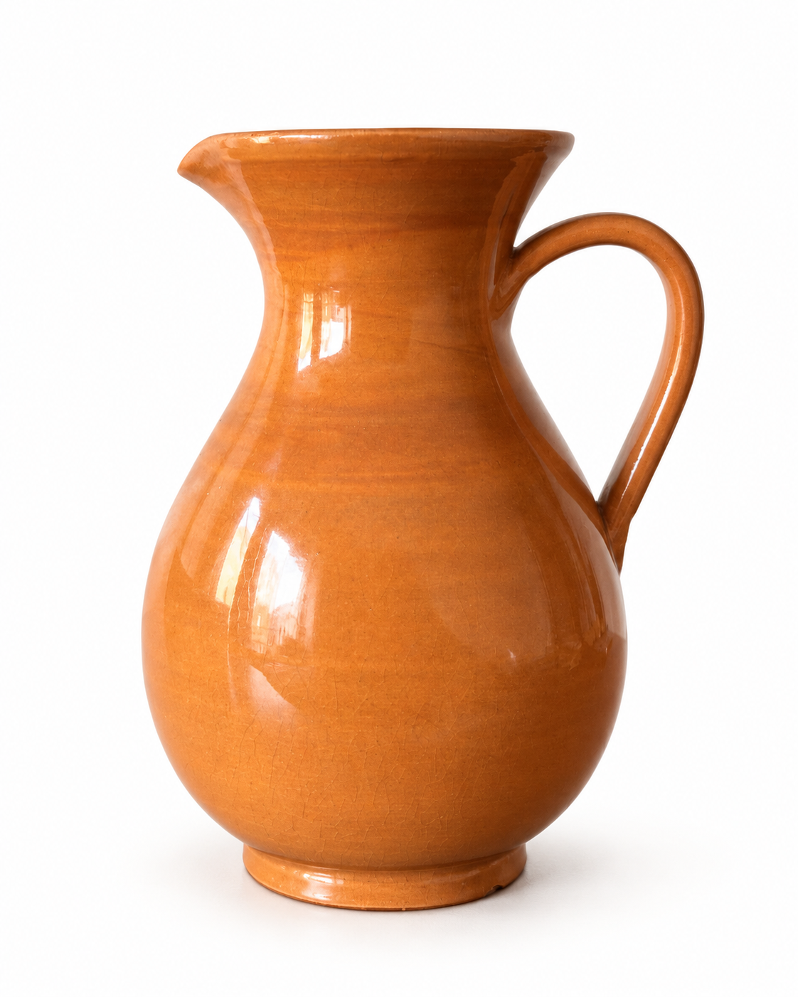 Rustic Glazed Terracotta Pitcher And Set Of Four Beakers