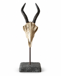 Gazelle Skull Sculpture on Metal Museum Stand