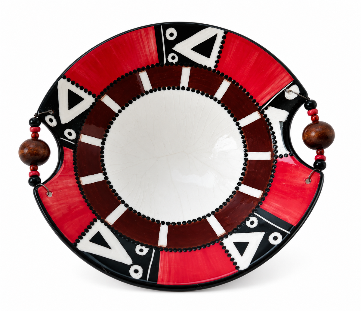African-Inspired Beaded Ceramic Serving Bowl