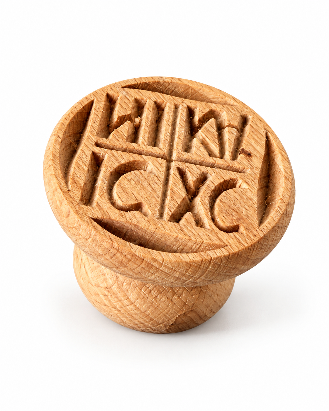 Hand-Carved Wooden Serbian Orthodox Prosphora Kolac Bread Stamp