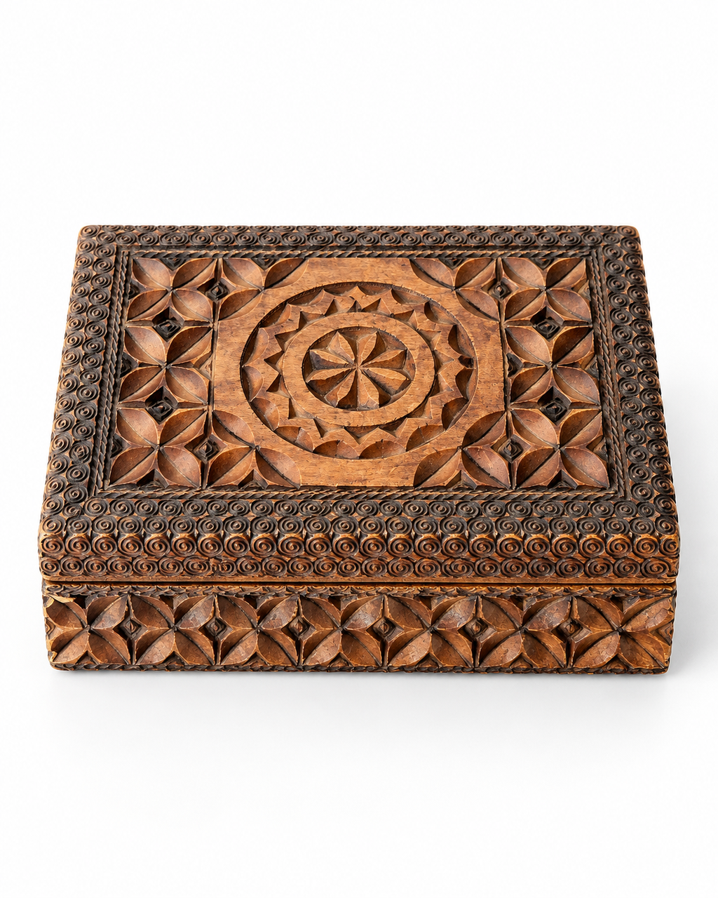Intricate Sri Lankan Handcarved Wooden box
