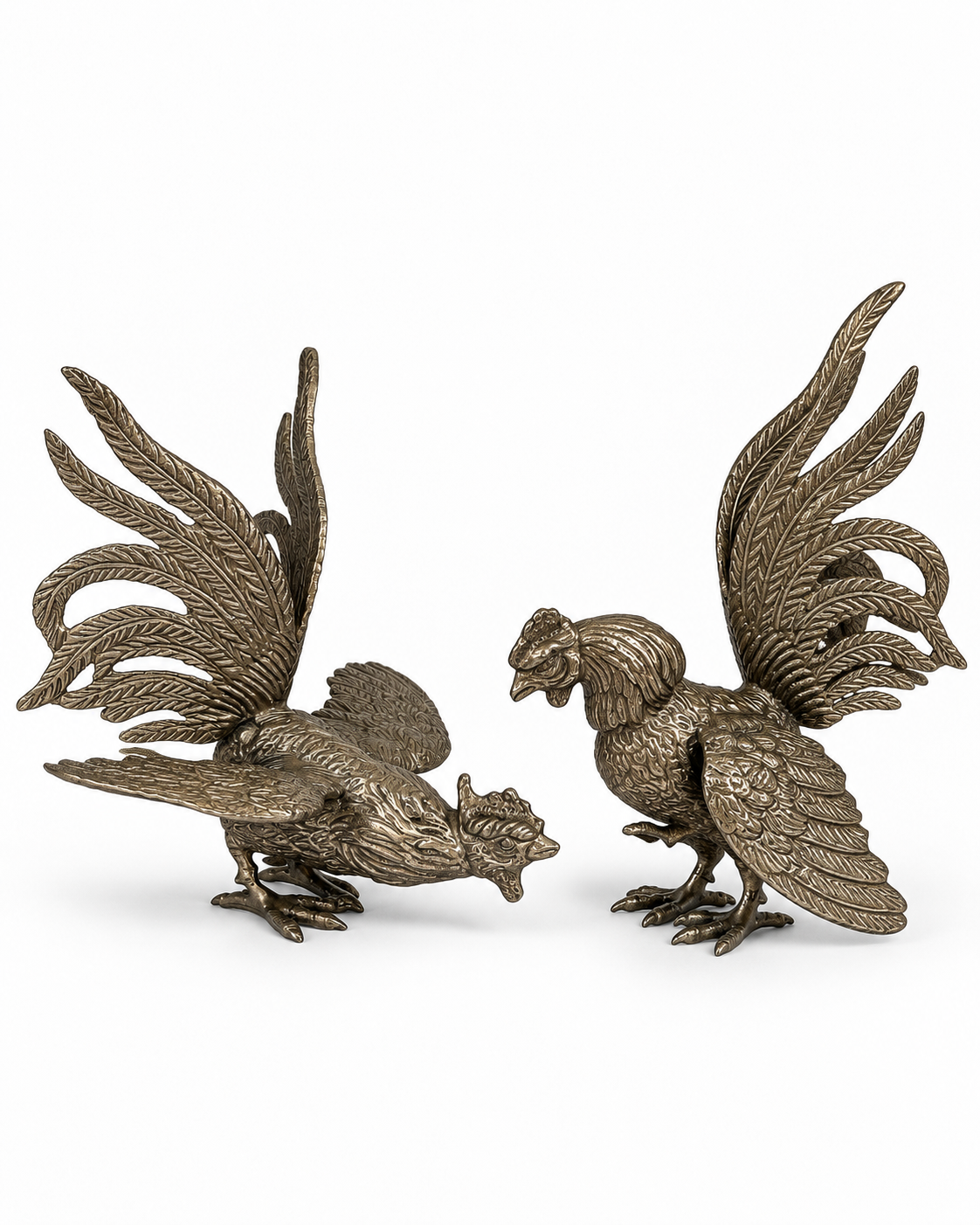 Set of 2 Vintage Silver-Tone Bird Figurines