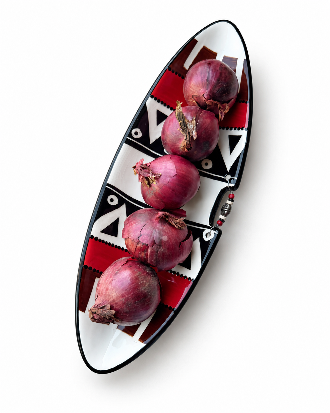 Red, Burgundy and Brown Oval Plate