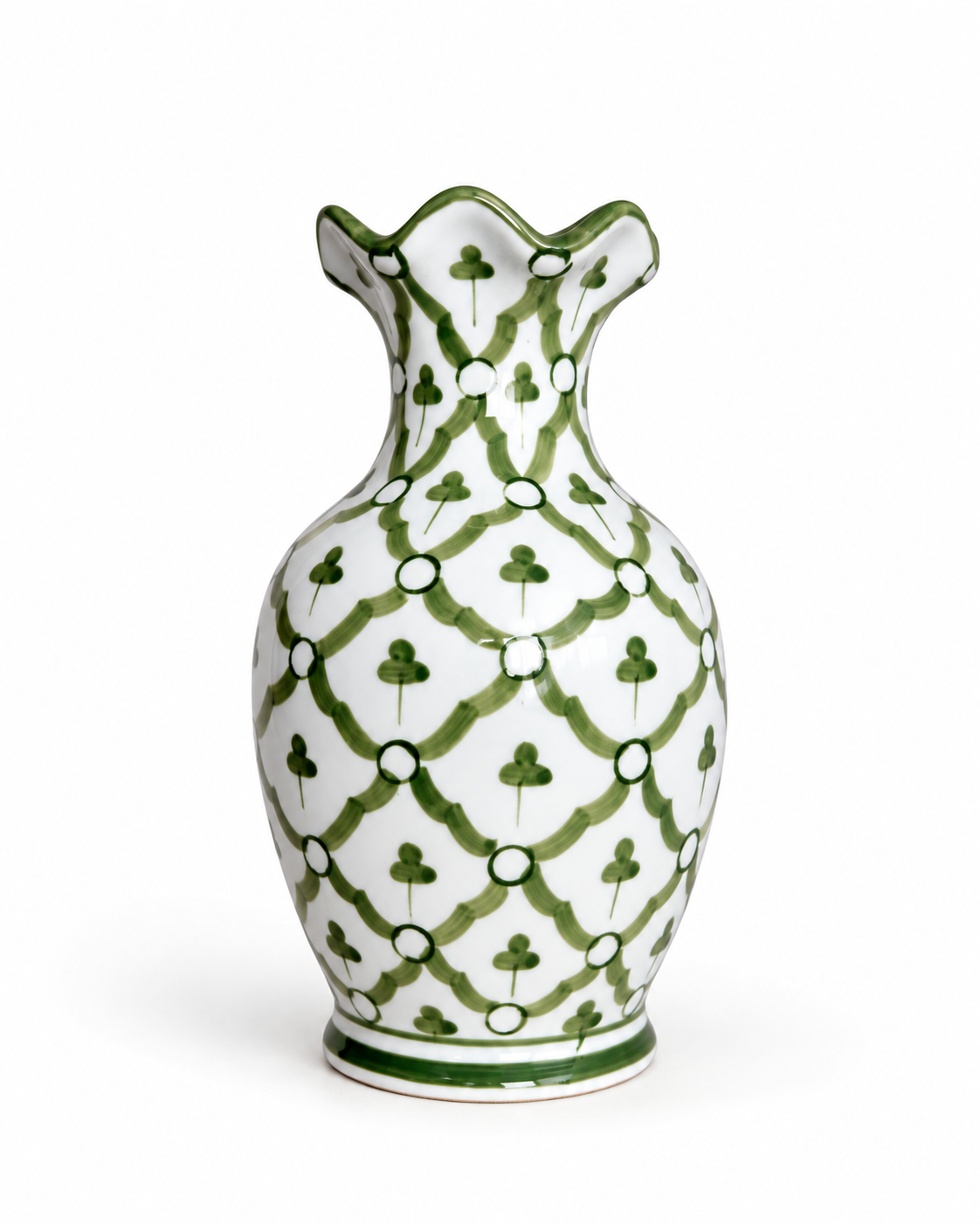 Small Hand-painted Green Trellis Pattern Vase