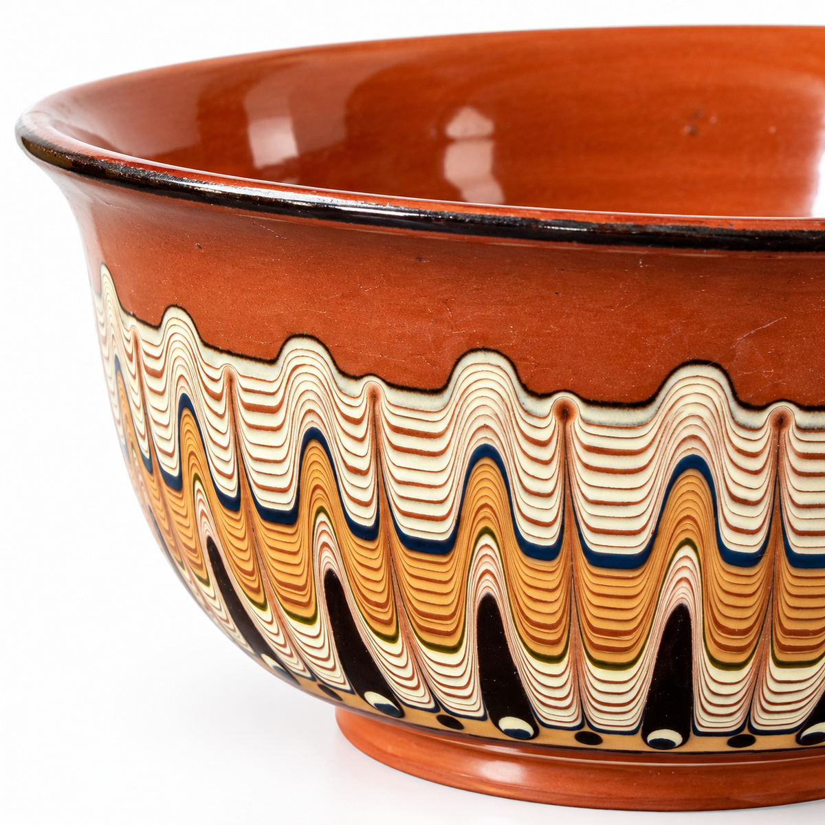 Large Traditional Bulgarian Troyan Ceramic Bowl