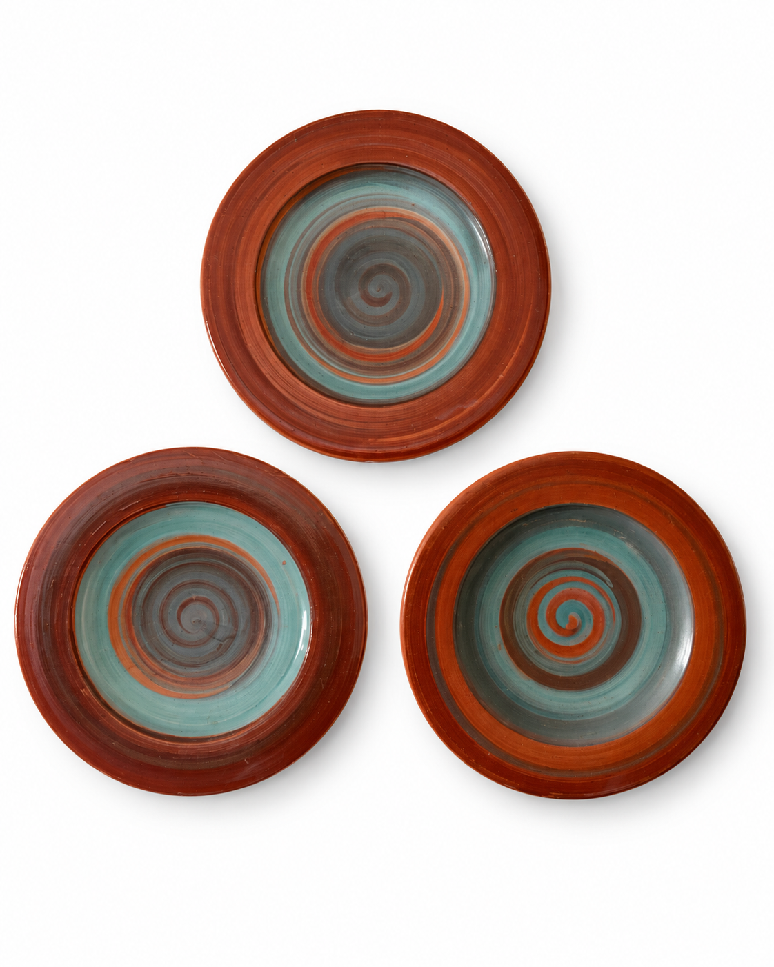 Set of Three Handmade Spanish Terracotta Wall Hanging Plates