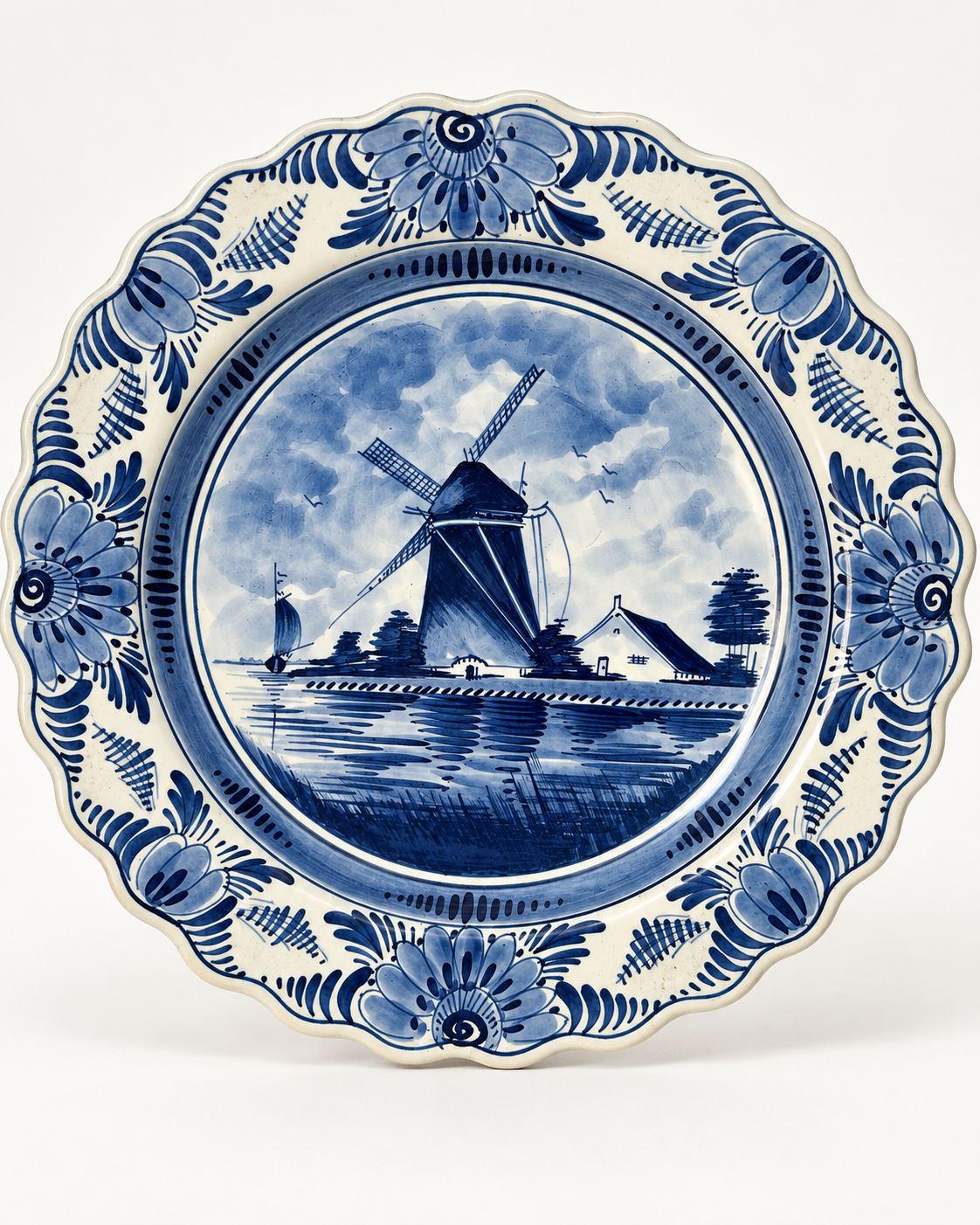 Vintage Delft Blue Windmill Plate