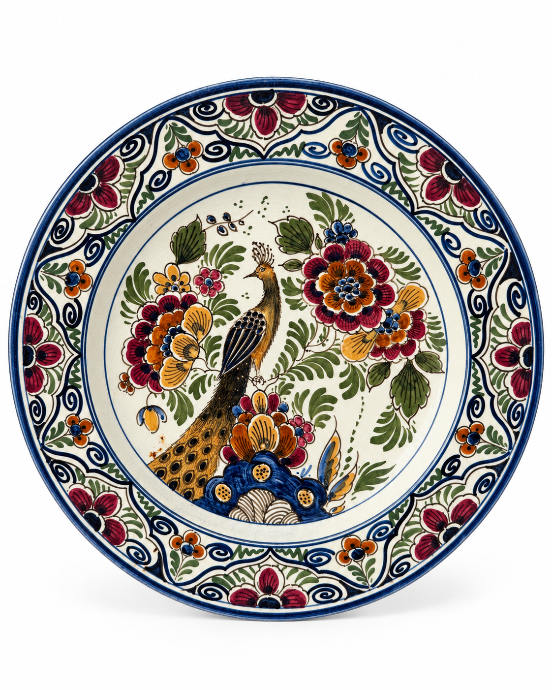 Vintage Delft Holland Peacock Decorative Plate