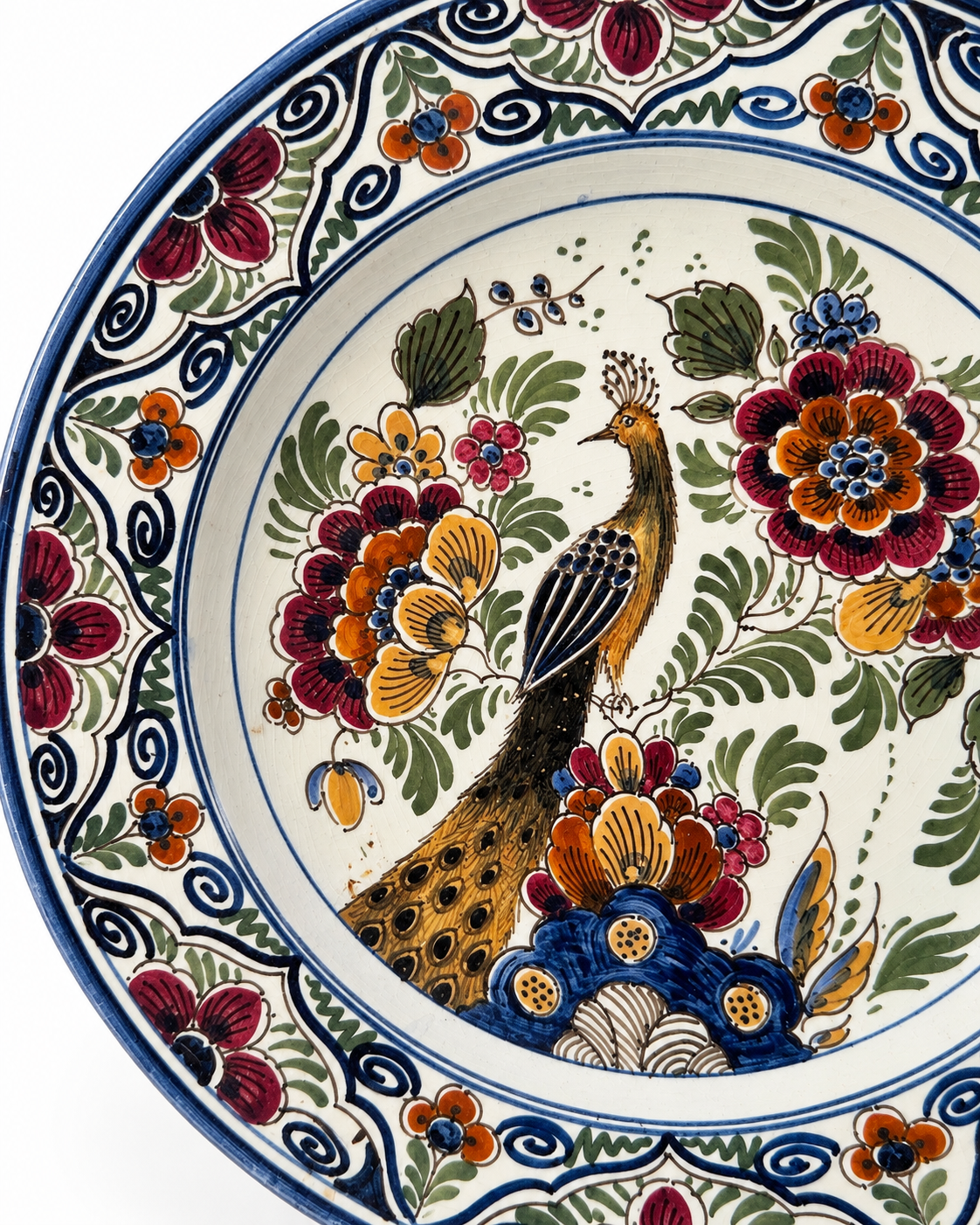 Vintage Delft Holland Peacock Decorative Plate