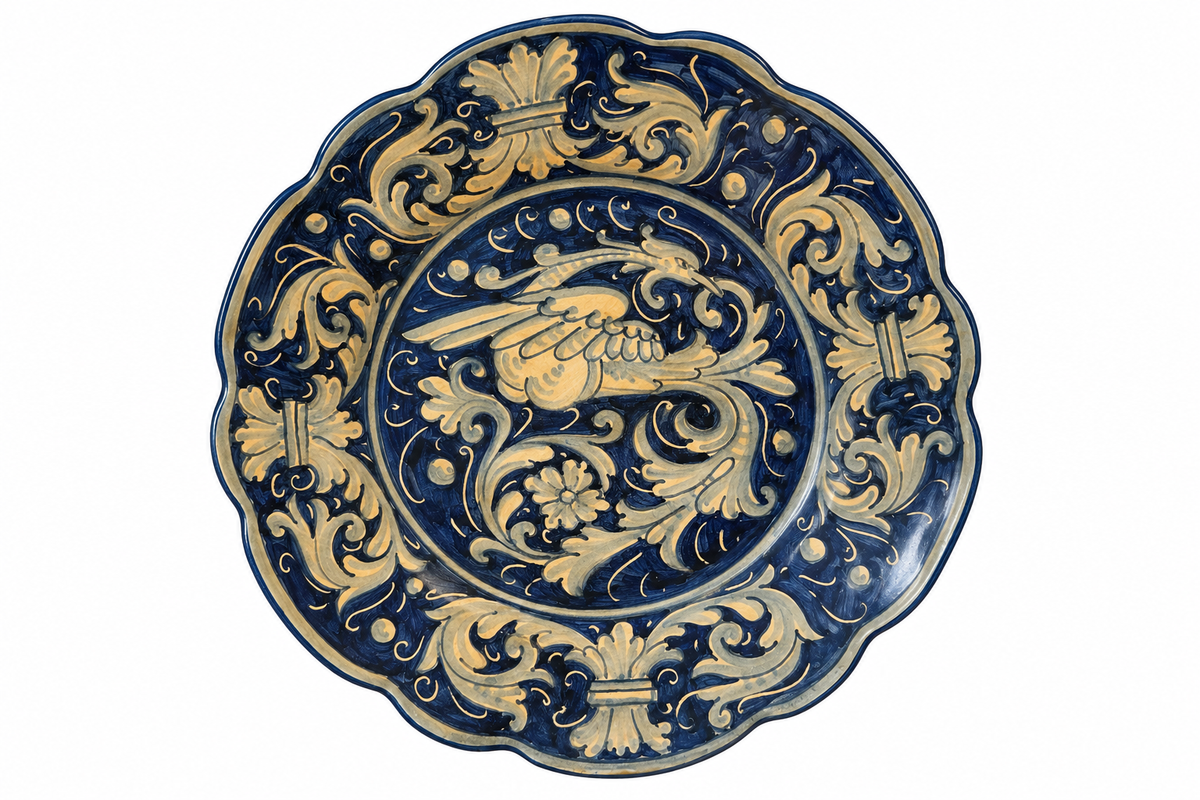 Vintage Italian Gubbio Hand-Painted Decorative Plate