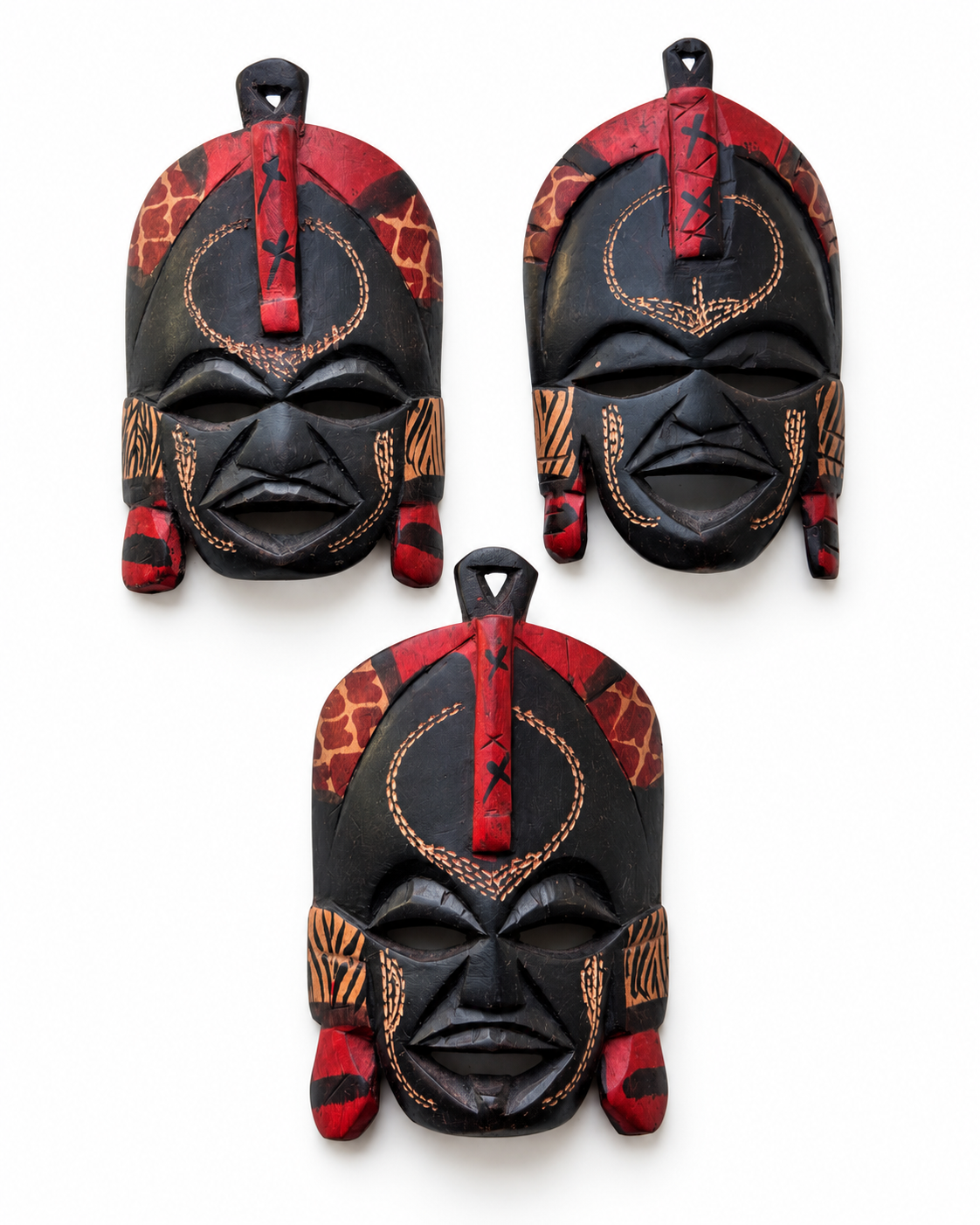 Set of 3 Small Kenyan African Wall Masks
