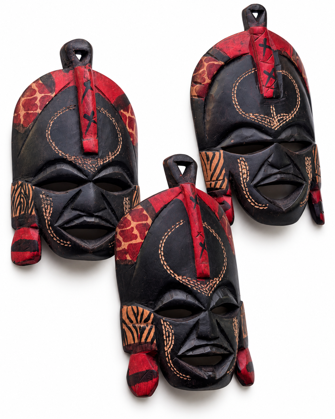 Set of 3 Small Kenyan African Wall Masks