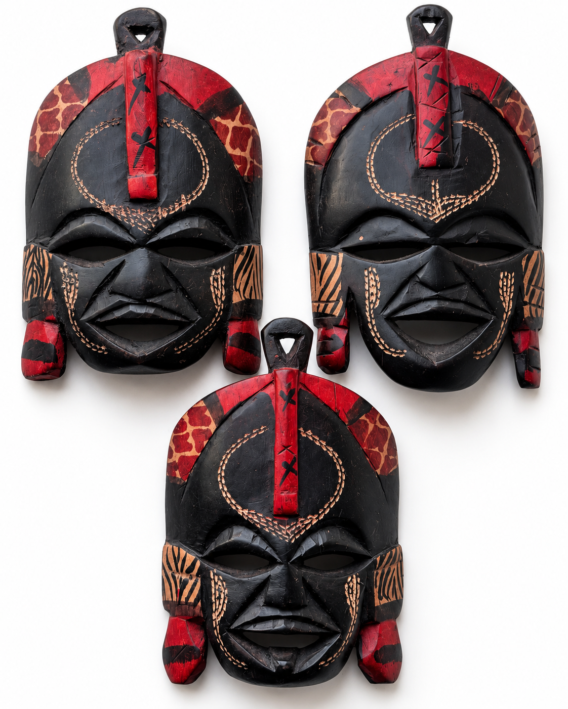 Set of 3 Small Kenyan African Wall Masks