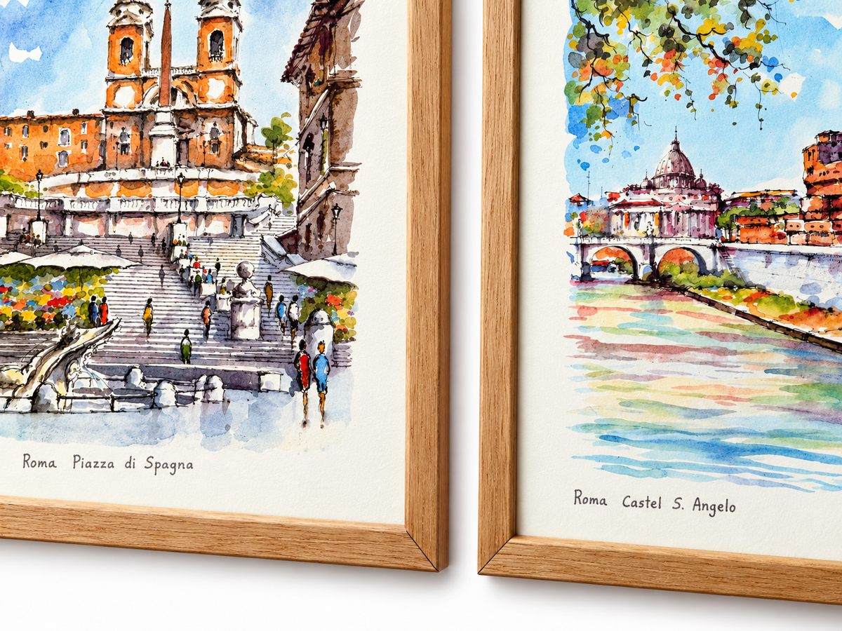 Vintage Spanish Steps- Rome Framed Print Set Of 2